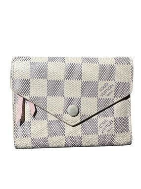 Louis Vuitton Damier Azur LV Victorine Compact Wallet Rose Ballerine Accents